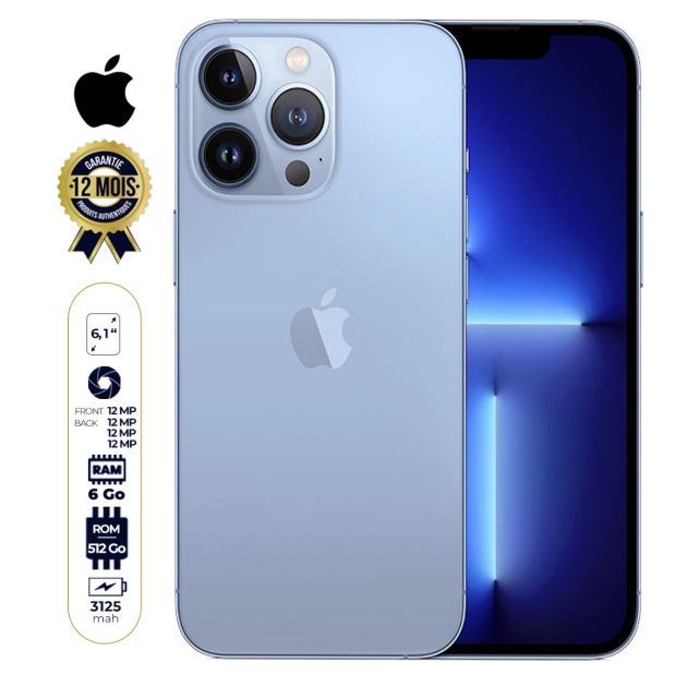 Iphone 13 pro - Apple - 512Go/6Go - 6.1pouces - Garantie 12 mois