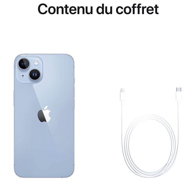 IPHONE 14 - 6,1" - 128 Go/4Go RAM - 2 sims physiques - Puce A15 Bionic - 4325mAh - 12 mois
