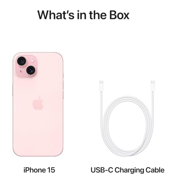 iPhone 15 - 128 Go/6Go RAM - 6,1" - Apple A16 Bionic  - Nano SIM physique et e-sim - 48 MP+12MP/12MP - 3349mAh - Garantie 12 mois 