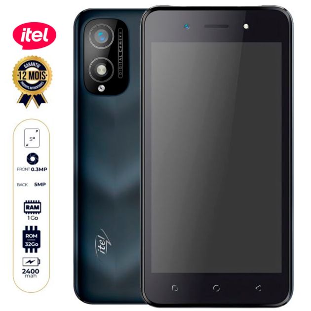 Smartphone Itel A18 - 32 Go - 1Go RAM - 5" - 2 Nano SIM - 5MP/0.3MP - 2400mAh - Garantie 12 Mois