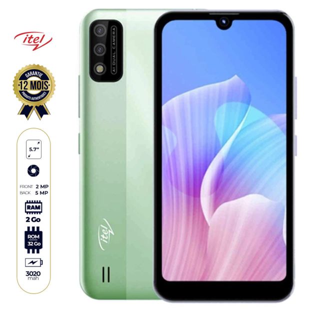 ITEL A26 4G - 32Go/2Go - 5.7" - 2MP/5MP - Dualnano sim - 3020 mAh - Garantie 12 mois