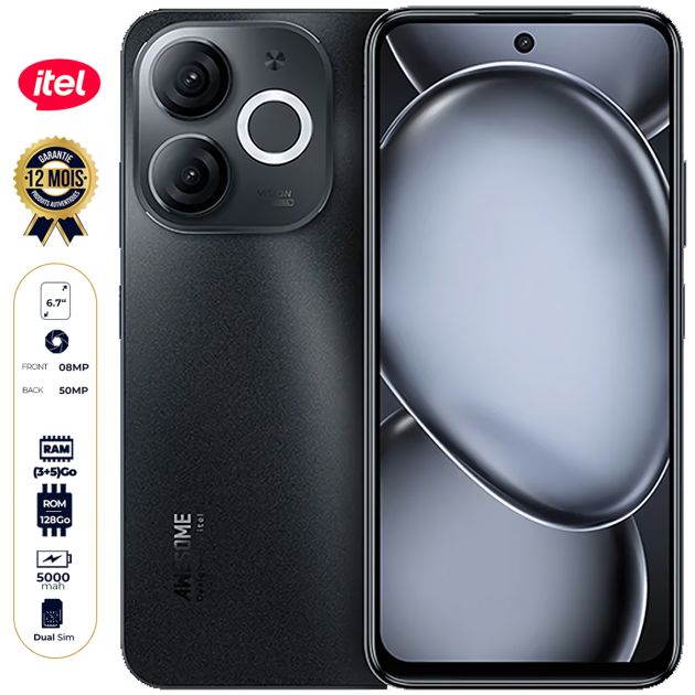 itel A80 - 128 Go - 8Go (3 Go+ 5Go) RAM - 6.7" - Dual Nano SIM - 50MP/8MP - 5000mAh - Garantie 12 Mois