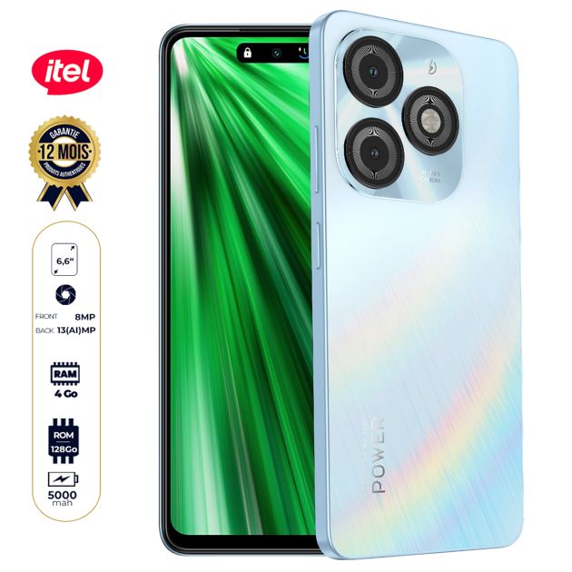 itel P65 C - Ecran 6.6'' HD - 128 Go/4Go Ram + 4Go extensible - 13MP+IA /8MP - 5000mAh ( 30 Go de Datas MTN + appels MTN  offerts ) - 12 Mois de garantie.
