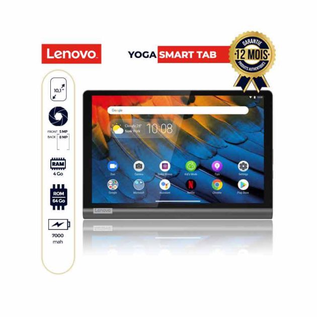 LENOVO YOGA SMART TAB - 64Go/4Go - 10.1 pouces - 7000mAh - 8MP/5MP - nano sim - 12 mois de garantie