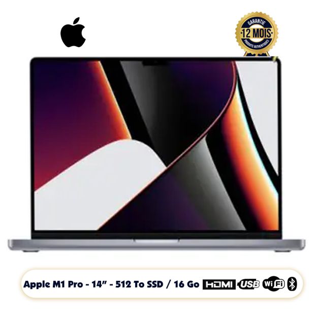 MacBook Pro 2021- 14" - Puce Apple M1 Pro avec CPU 8 cœurs et GPU 14 cœurs - SSD 512 Go - Garantie 1 an (LIVRAISON 3 à 5 JOURS)