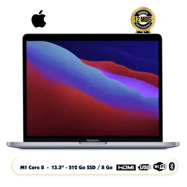 Macbook pro 2020 -13.3" - M1 Core 8 - 512 Go/ 8Go RAM - sur commande - 12 mois de garantie