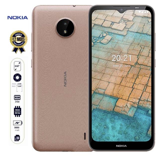 NOKIA C20 - 32/2Go - 6,52" - 3000mAh - 5MP/5MP - Garantie 12 mois