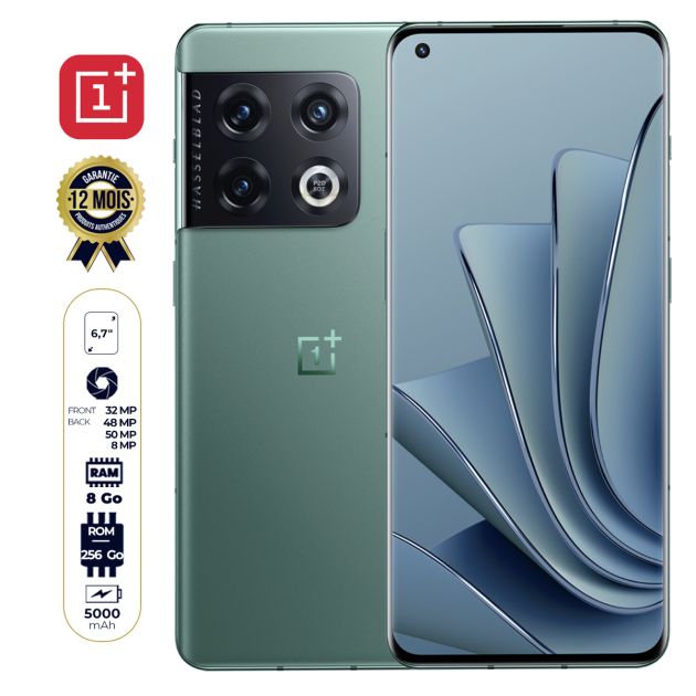 OnePlus 10 Pro 5G - version globale - 6.7" - 256Go/8Go RAM - 2 SIM - 48MP/32MP - 5000mAh - 12 mois de garantie