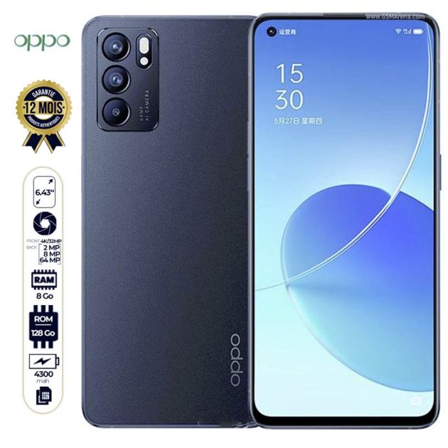 Oppo Reno 5 5G - 6,43" - 128Go/ 8Go RAM - 2 SIM - 64MP+8MP+2MP+2MP 4K/32MP - 4300mAh - 12 mois de garantie