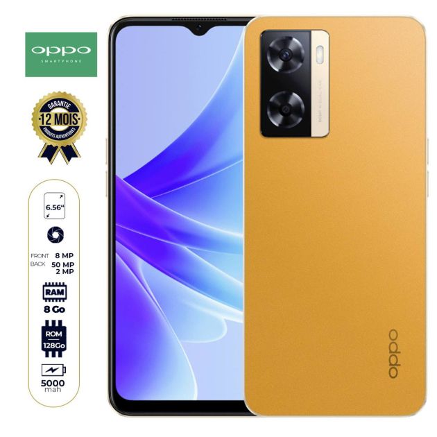 OPPO A77s - 128 Go/8Go RAM - 6,56'' - 2 Nano SIM - 50MP+2MP/8MP - 5000mAh - Garantie 12 Mois
