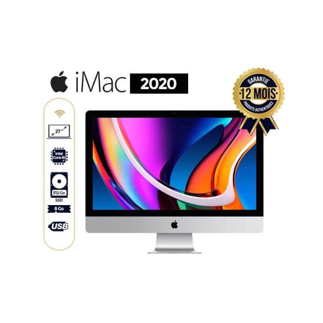 iMac Apple - 27" - Intel Core i7 - 3,8 GHz - 512 Go/8Go Ram - livraison 3 a 5 Jours - 12 mois de garantie