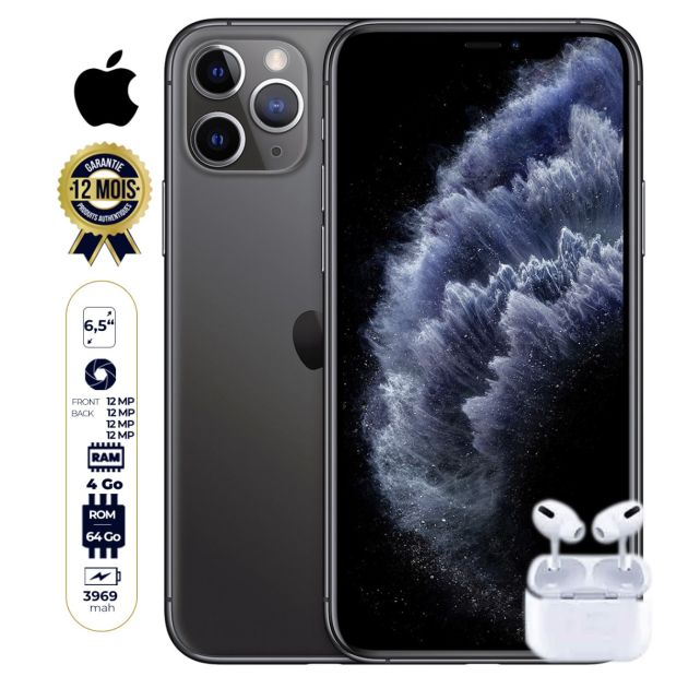 Pack APPLE PRO - Iphone 11 pro max - 64Go + Apple Airpods Pro - 24 mm 