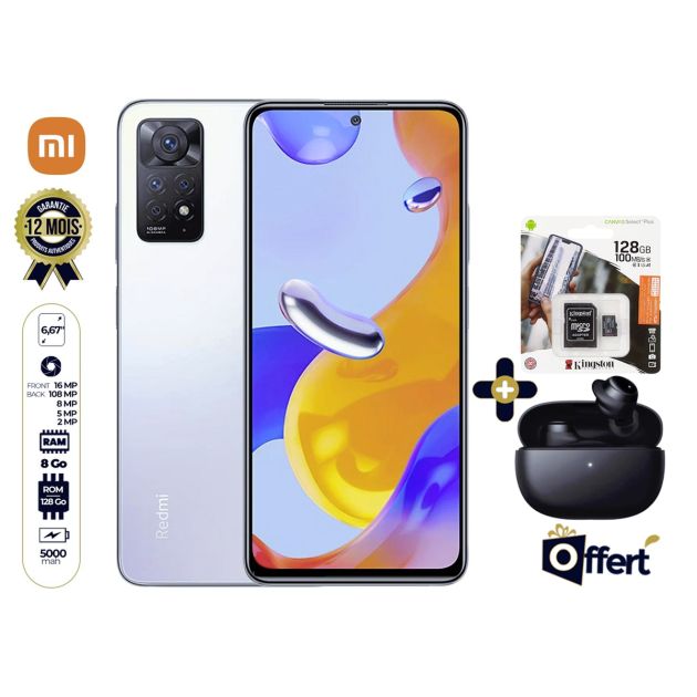 Xiaomi Redmi Note 11 Pro - 256 Go/8Go de capacité totale de mémoire + écouteurs sans fil Redmi Buds 3 Lite offert