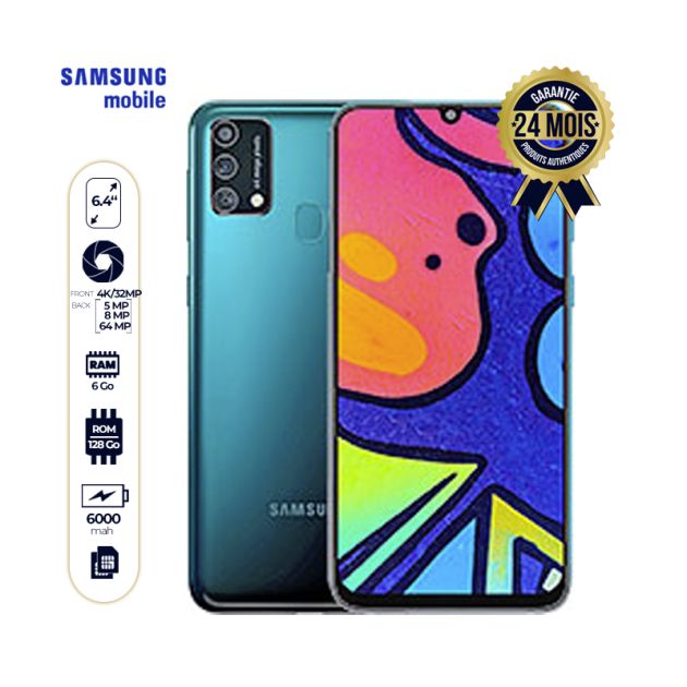 Samsung F41 - 6,4 pouces - 128/6Go - 64MP+8MP+5MP 4K/32MP - 6000mAh - DUAL nano sim - Garantie 24 mois