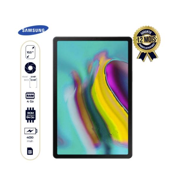SAMSUNG GALAXY TAB S5e - 64 Go/4 Go RAM - 7040mAh – Noir - Garantie 12 mois