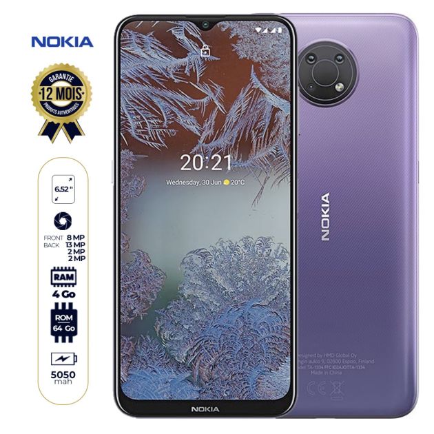 smartphone nokia  G10 -  64Go/4Go - 6.52 pouces - 13MP - dual nano sim - 12 mois garantie