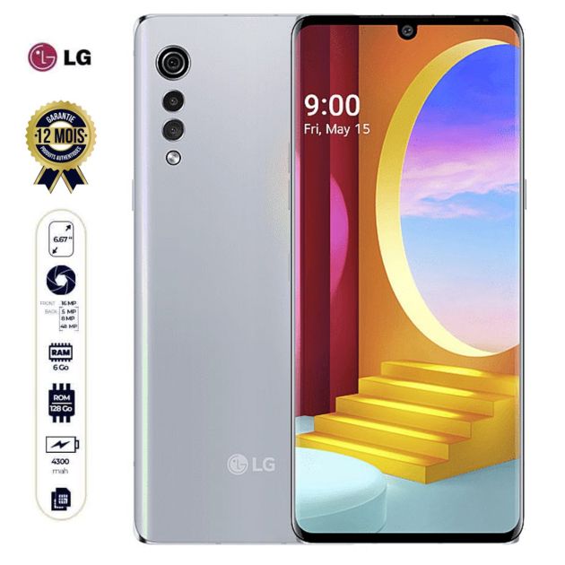 Smartphone - LG VELVET écran  incurve -  128Go/6Go - 6.67"- Dual sim - -  4300mAh - 12 mois de garantie