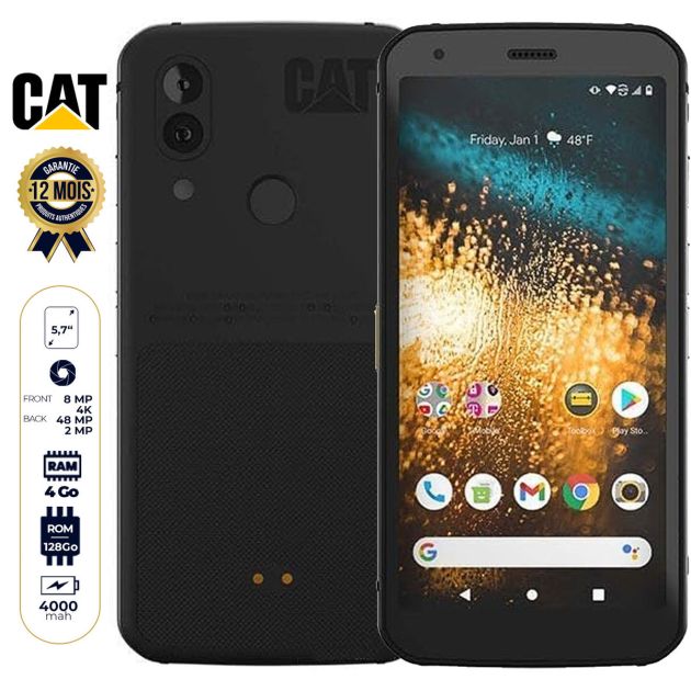 Smartphone Cat S62 - 128Go/4Go RAM - 5.7" - 2 Nano SIM - 48MP+2MP/8MP - 4000mAh - Empreinte digitale - Garantie 12 Mois