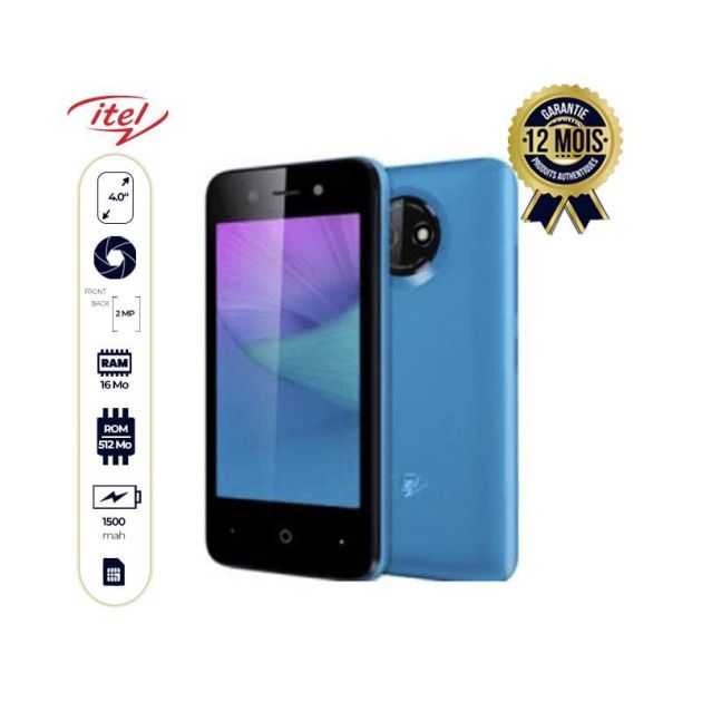 Smartphone Itel A14 Plus - 16Go/ 512 Mo - 2500mAh - 4.0'' - 2MP - Dual sim - 12 mois de Garantie