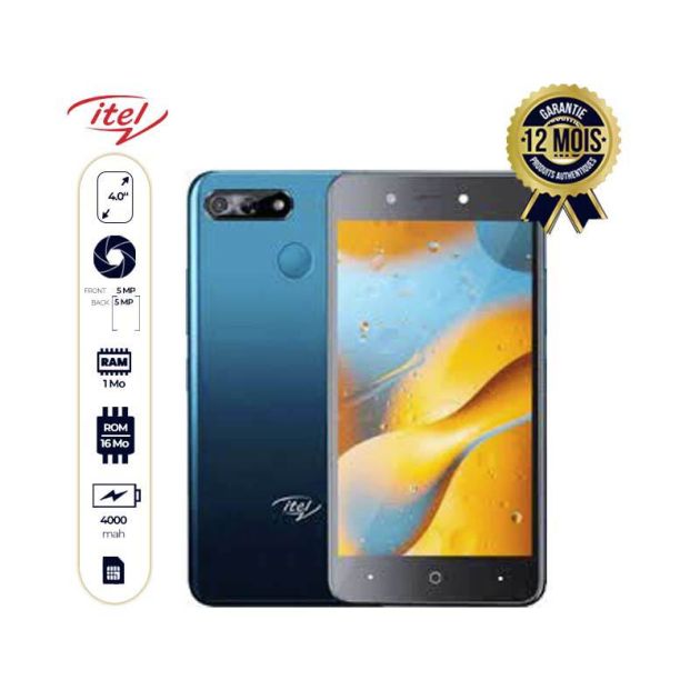 Smartphone Itel P15 - 16Go/ 1Go - 4000mAh - 5.0'' - 5MP/5MP - Dual sim - 12 mois de Garantie