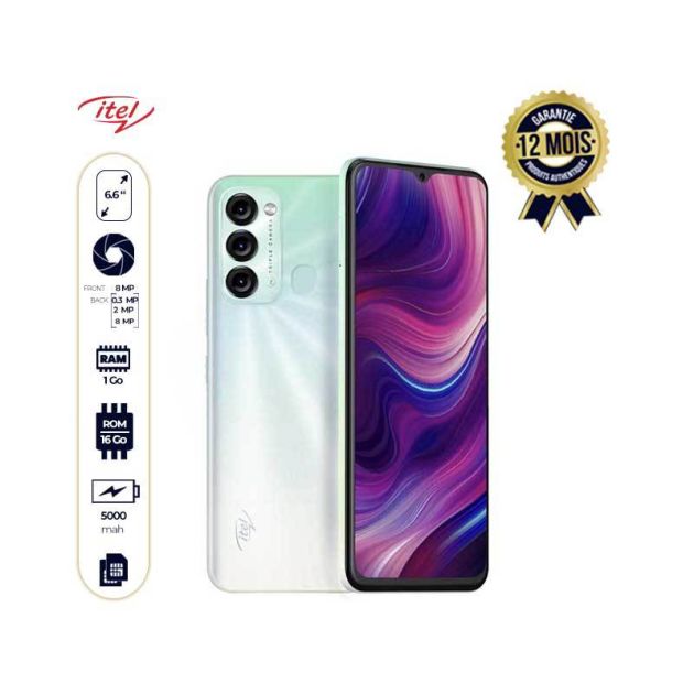 ITEL S17 - 16Go/1Go Ram – 8MP/8MP - 5000 mAh - 6,6" - Dual Sim - 12 mois de garantie