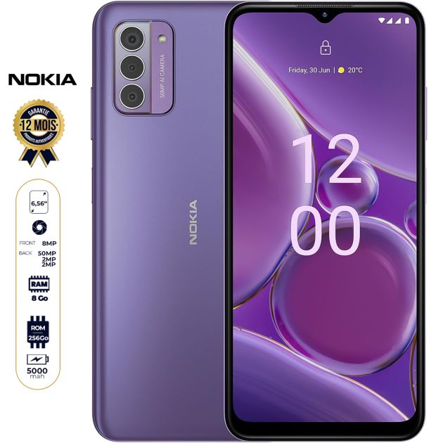 Smartphone Nokia G42 5G - 256 Go - 8 Go RAM - 6,56" - 50 MP + 2 MP + 2 MP/8MP - Dual Nano SIM - 5000 mAh - Garantie 12 mois