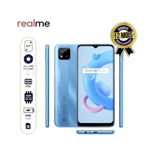 Smartphone Realme C20 - 32 Go/2Go Ram -  8MP/5MP - 5000mAh - 12 mois de Garantie