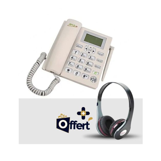 Téléphone Fixe GSM - SQ LS 960 - Dual SIM - Radio FM - Garantie 6 Mois + Casque offert