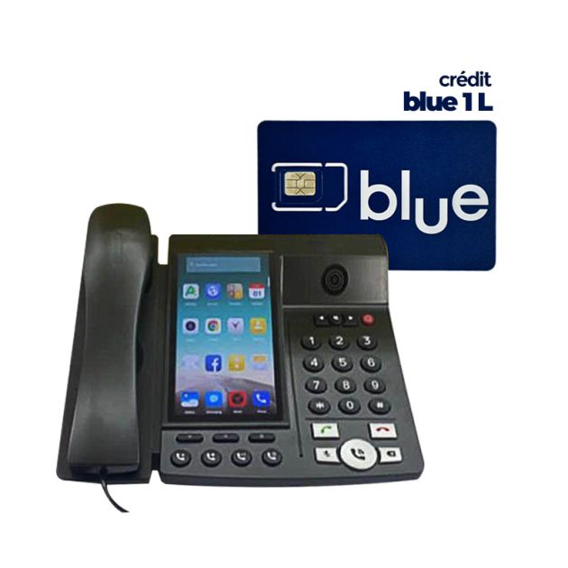 Téléphone Fixe GSM SQ Mobile LS-100 - 4G LTE + Recharge de crédit Camtel - blue 1 L