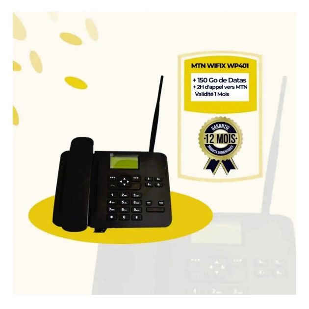 Téléphone Fixe WIFIX WP401 - 4G + 150 Go de Datas + 2H d'appel vers MTN - Validité 1 Mois