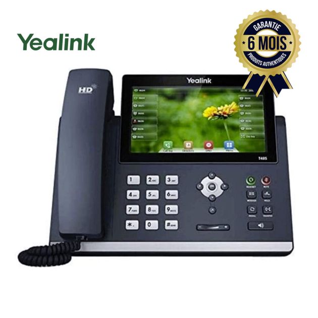 Téléphone fixe de bureau IP Yealink SIP-T48S - 16 comptes SIP - 6 Mois