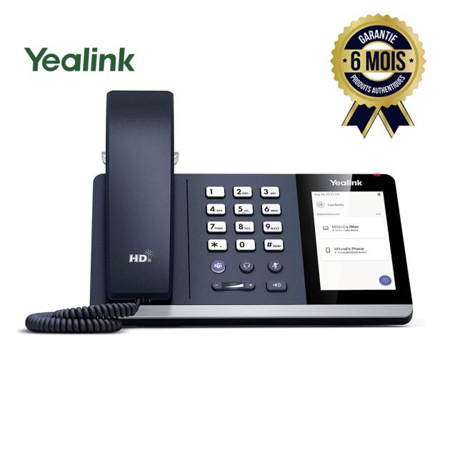 Téléphone fixe filaire Yealink MP50 - Combiné USB compatible Microsoft Teams - Ecran couleur tactile - 6 Mois