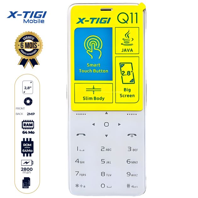 Téléphone portable X-TIGI Q11 - 2,8 pouces - double SIM - 2800 mAh - Garantie 6 mois