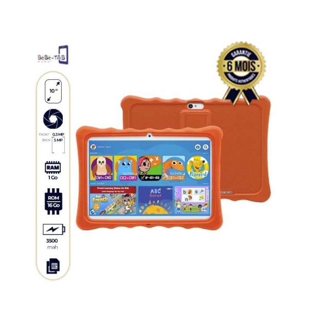 Tablette Éducative BéBé - TAB B-2020 - 16Go ROM/1Go RAM - 10 pouces - 5MP - Marron