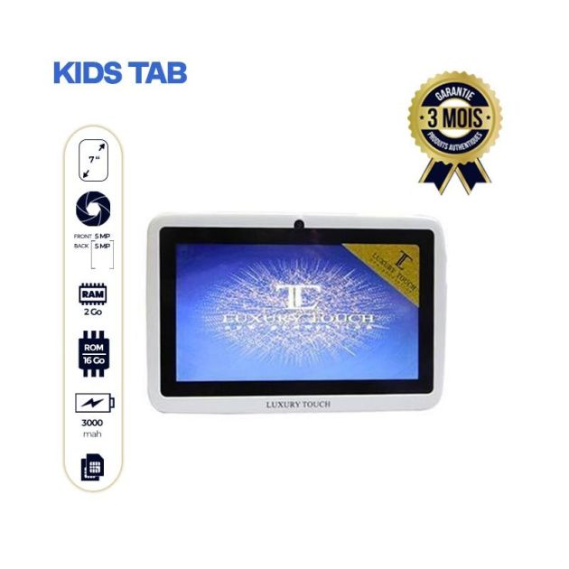 Tablette Educative Kids Tab Luxury Touch E822 Pour Enfant Double Caméra 7 Pouces Avec Stylet Pen Et Accessoires – 16 Go 2Go Ram