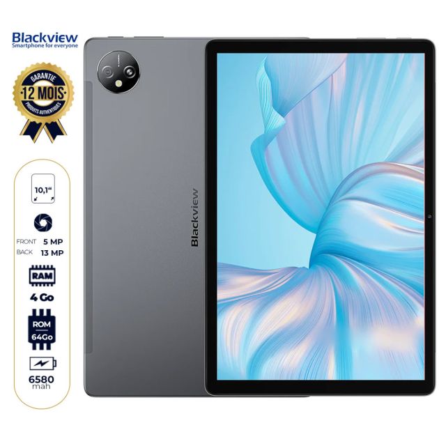 Tablette Blackview  Tab 80 - 64 Go/4Go RAM - 10,1" - Dual Nano SIM - 7680 mAh - 13MP/5MP - Pochette offerte - Garantie 12 Mois