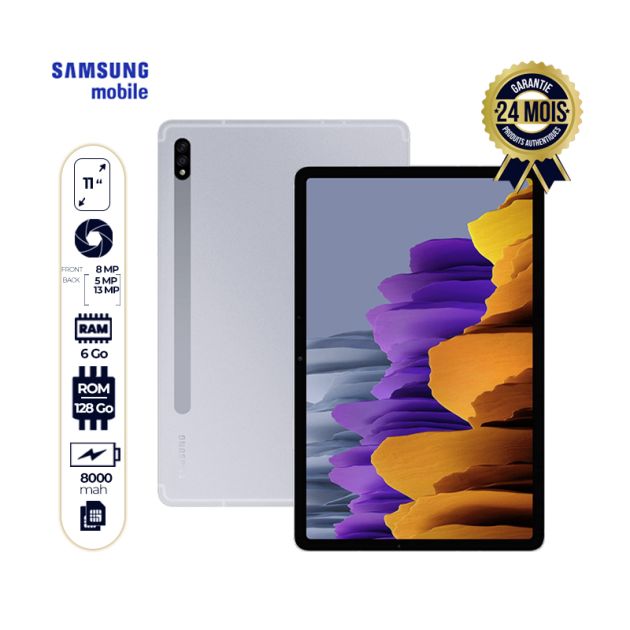 Samsung Galaxy Tab S7 - 11 pouces - 128Go/6Go RAM - Wifi - 13MP+5MP/8MP - 8000mAh - 24 mois garantie