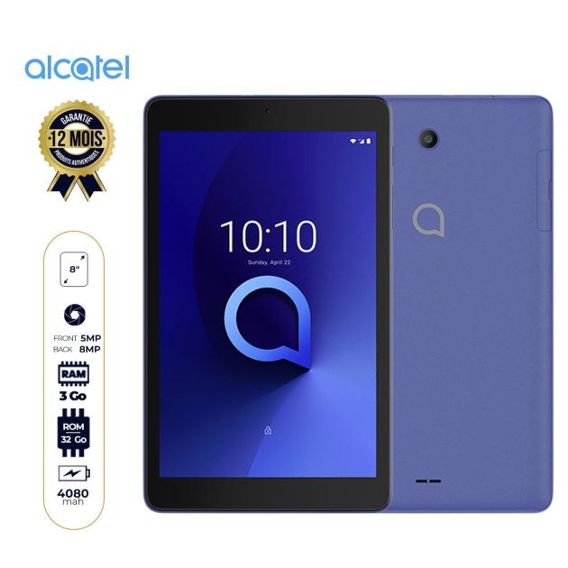 Tablette Alcatel 3T8 (9027Q)  4G + WIFI - 32 Go/3Go -  8"- 8MP/5MP-  4080 mAh-  Avec Pochette Intégré - 6  Mois