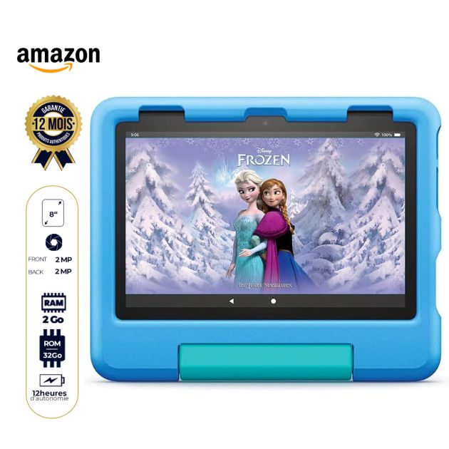 Tablette Amazon Fire HD 8 Kids 3 à 7 ans - 32Go - 2Go RAM - 8 pouces - Tablette pour enfants contenu sans publicité avec contrôle parental - Garantie 12 Mois