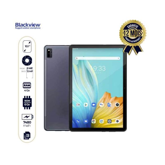 TABLETTE BLACKVIEW TAB 10 - 64Go/4Go - 10.1" - Dual nano sim - 13MP/8MP  - 7480mAh - Garantie 12mois