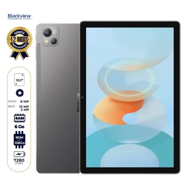 Tablette Blackview Tab 13 - 128 Go/6Go RAM - 10.1" - 13MP+2MP/8MP - Dual Nano SIM -  7280mAh - Garantie 12 Mois