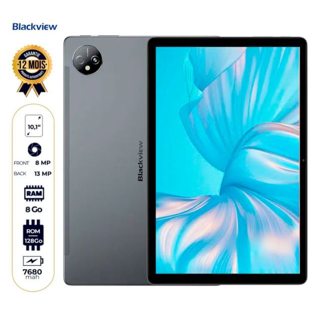 Tablette Blackview Tab 80 - 128Go/8 Go RAM - 7680mAh - 10,1" - 13MP/8MP - Android 13 - Garantie 12 Mois