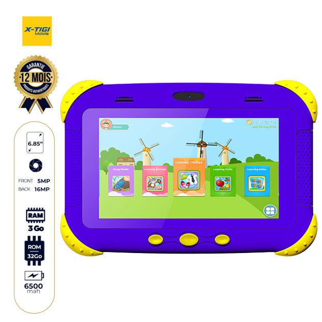 Tablette éducative pour enfants IKIDPAD 1 X-TIGI - 32Go / 3Go RAM - 6,85" - 16 MP/5MP - 4G LTE - Dual SIM - 6500mAh - Système contrôle parental - OTG - Garantie12 Mois