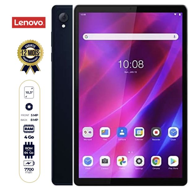 Tablette Lenovo Tab K10 - WIFI + 4G LTE (appels) - 10.3" - 64 Go/4Go - 8MP/5MP - 7700mAh - Garantie 12 Mois