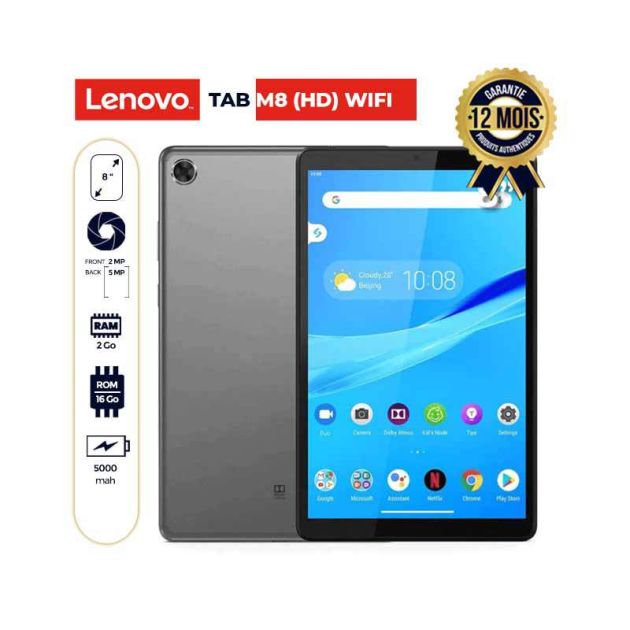 Tablette Lenovo TAB M8 (HD) WIFI - 16Go/2Go - 8" - 5000mAh - 12 mois de garantie
