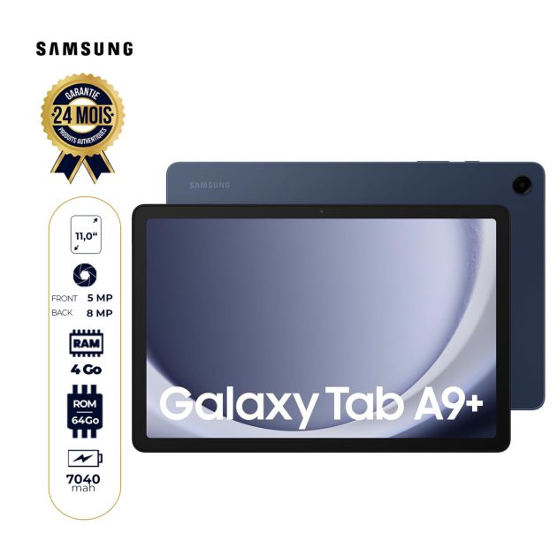 Tablette Samsung Galaxy Tab A9+ (2023) - 64 Go/4Go RAM - 11" - 7040 mAh - 8MP/5MP - 1Nano SIM - Garantie 24 Mois
