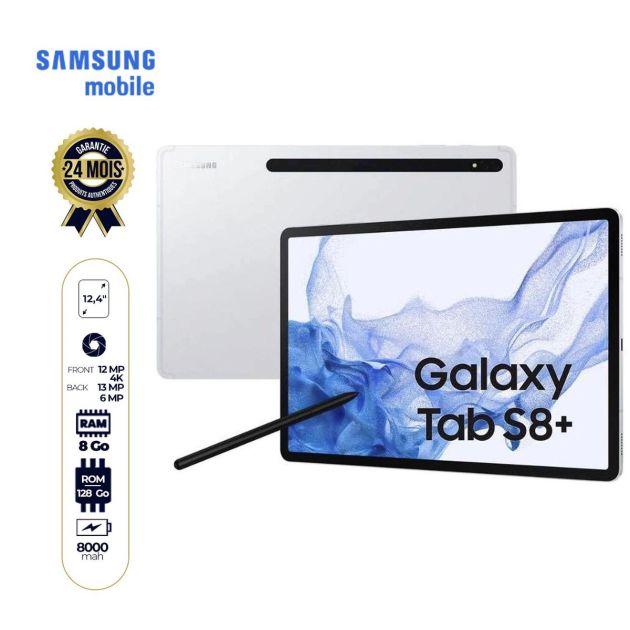 Tablette Samsung Galaxy Tab S8+( WIFI ) - 12.4" - 128Go/8Go - 13MP - 8000mAh - 24 mois de garantie
