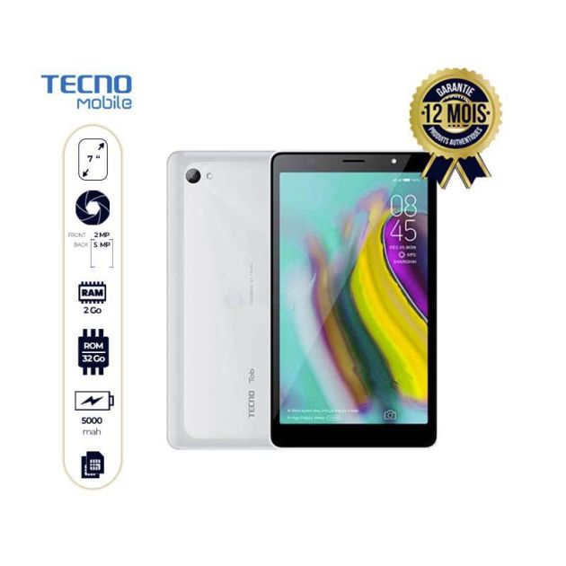 Tablette Tecno P70A - 32Go/2Go - 7 pouces - 4G - 5000mAh - Gris - 12 mois de garantie