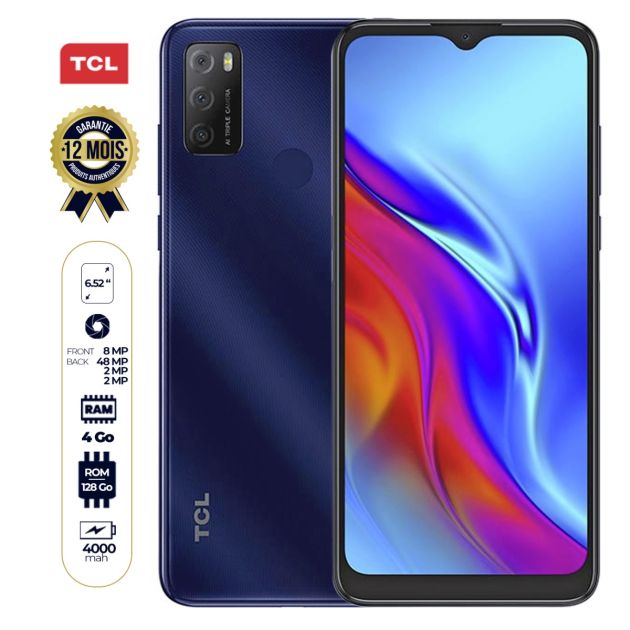 TCL 20Y - 128Go/4Go - 6.52 " - nano sim - 48MP/8MP - 4000mAh - Garantie 12 mois