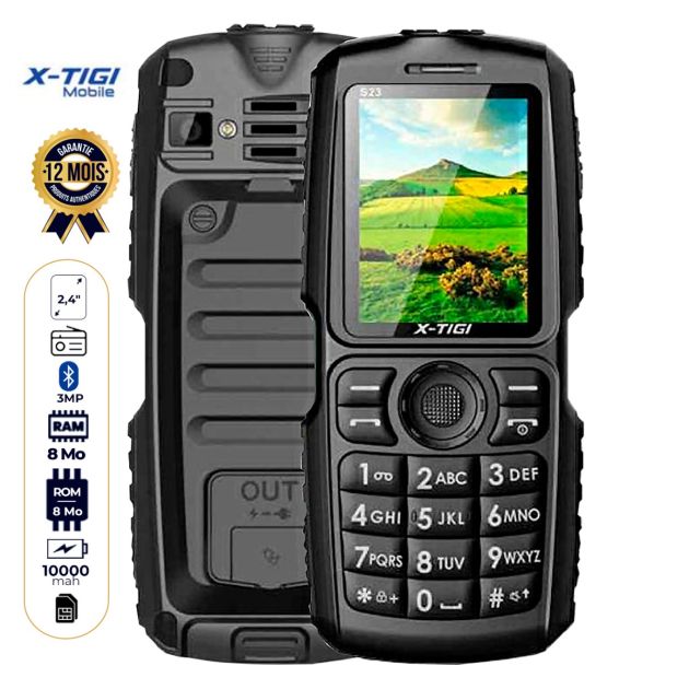Téléphone X-TIGI S23 - Dual Sim - 3Mpx - 8Mo/8Mo RAM - 10000mAh - Noir
